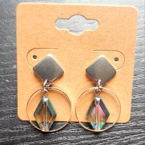 Iridescent glass bead post earrings
